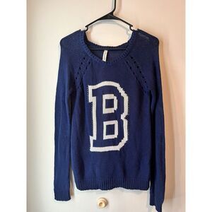 vintage Y2K Aeropostale Womens open knit Pullover Sweater Size‎ Xs Blue varsity